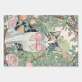 Calico Katze im Garten mit Blume Geschenkpapier Set (Vorderseite 2)