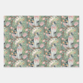 Calico Katze im Garten mit Blume Geschenkpapier Set (Vorderseite)