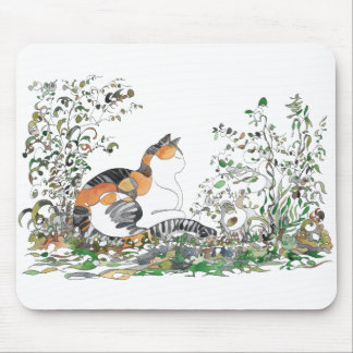 Calico Katze im Garten Mousepad