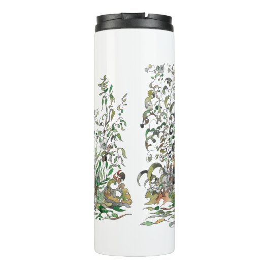 Calico Katze im Garten Thermosbecher (Rückseite)