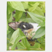 Calico Katze in den Zinnien Fleecedecke (Vorderseite)