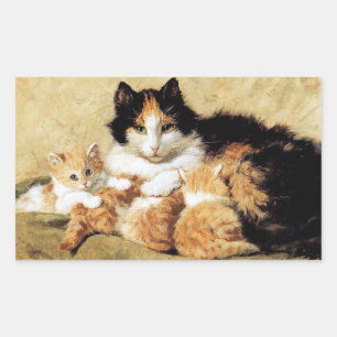 Calico-Katze-Kätzchen Vintage Henriette Ronner Kni Rechteckiger Aufkleber