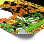 Calico Katze mit California Poppies Folk Art Poster (Ecke)