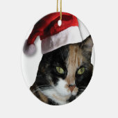 Calico Katze mit einem Santa Claus Hat Keramik Ornament (Rechts)