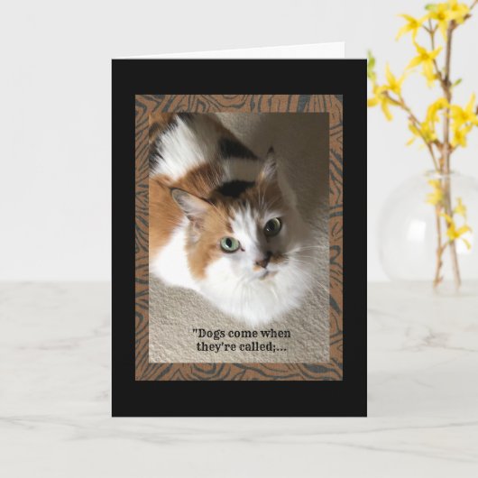 Calico Katze mit Spaß Karte (Gelbe Blume)