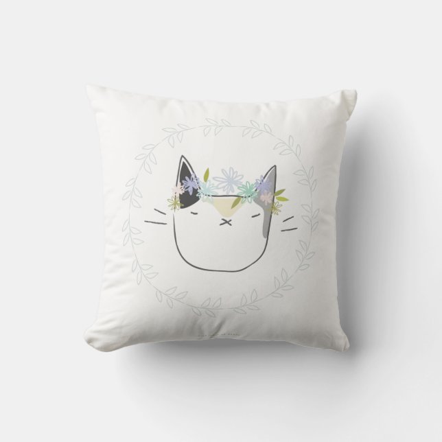 Calico Katze mit Wildblumen Kissen (Vorderseite)