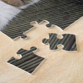 Calico Katze schläft draußen Puzzle (Seite)