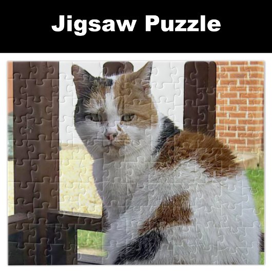 Calico-Katze sitzt auf der Decke Puzzle