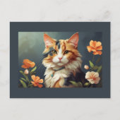 Calico Katze und Blume Postkarte (Vorderseite)