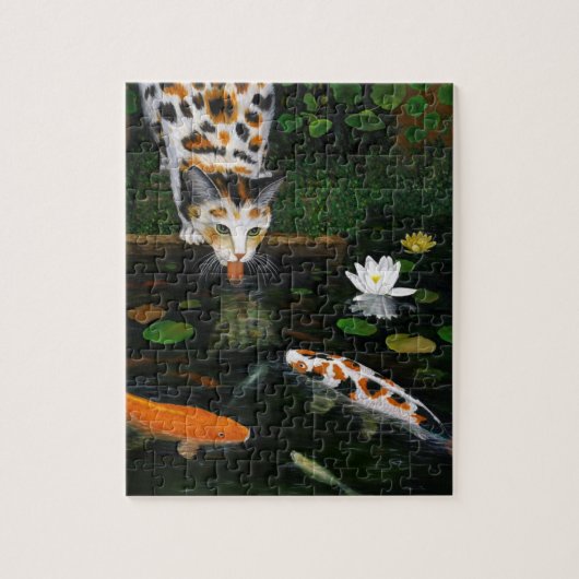 Calico Katze und Koi Fisch Kunst, Kinship Puzzle (Vertikal)