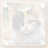 Calico Katze und Schmetterlinge im Frühlingspark Glasuntersetzer (Rückseite)