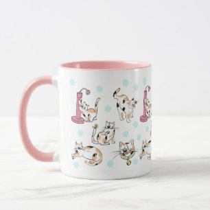 Calico Katzen 11 oz. Rosa, weiße Keramik Tasse