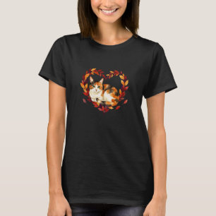 Calico-Katzenliebhaber Herbst Blätter Halloween Ma T-Shirt