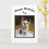 Calico Kitten Happy Birthday Karte (Gelbe Blume)