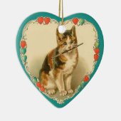 Calico Kitten im Herzen - 2 Seiten Keramik Ornament (Rechts)