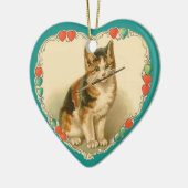 Calico Kitten im Herzen - 2 Seiten Keramik Ornament (Links)