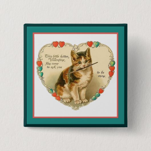 Calico Kitten im Herzen Button (Vorderseite)