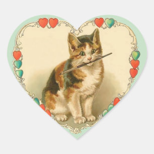 Calico Kitten im Herzen Herz-Aufkleber