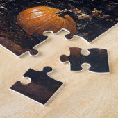 Calico Kitten sitzt unter Herbstlauben Puzzle (Seite)