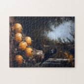 Calico Kitten sitzt unter Herbstlauben Puzzle (Horizontal)