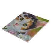 Calico Kitten & Sulfur Butterfly Wasserfarbe Kunst Fliese (Seite)