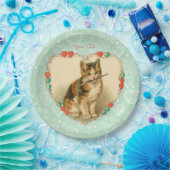 Calico Kitten Valentine Hearts Pappteller (Party)