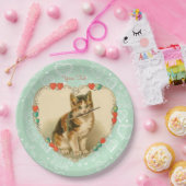Calico Kitten Valentine Hearts Pappteller (Party)
