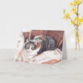 Calico Kitty Art Grußkarte Karte (Gelbe Blume)