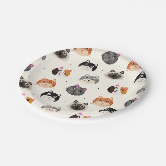 Calico Kitty Cat Paper Tellers Pappteller (Schrägansicht)