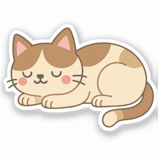 Calico Patch Cat – Cute Sleeping Kitty Aufkleber (Vorderseite)