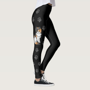 Calico Persian Niedlich Cartoon Cat & Paws Black Leggings