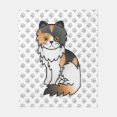 Calico Persian Niedlich Cartoon Cat & Paws Fleecedecke (Vorderseite)