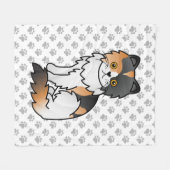 Calico Persian Niedlich Cartoon Cat & Paws Fleecedecke (Vorderseite (Horizontal))