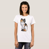 Calico Persischer Niedlicher Cartoon Cat Illustrat T-Shirt (Vorne ganz)