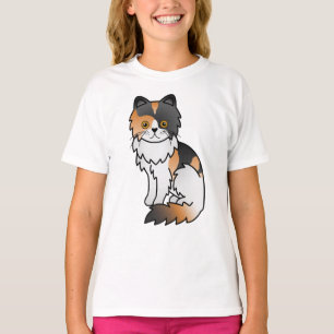 Calico Persischer Niedlicher Cartoon Cat Illustrat T-Shirt
