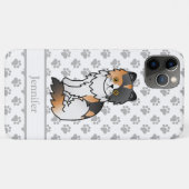 Calico Persischer Niedlicher Cartoon Cat & Name Case-Mate iPhone Hülle (Rückseite (Horizontal))
