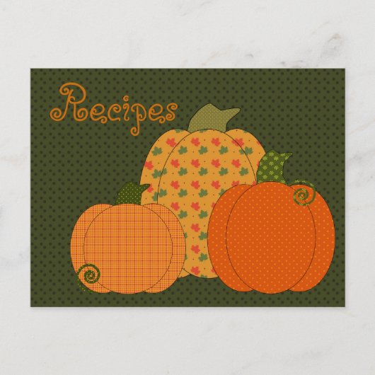 Calico Pumpkin Trio Rezept Card Postkarte (Vorderseite)