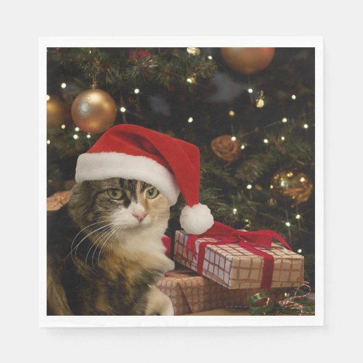 Calico Santa Kitty Napkins Serviette (Vorderseite)