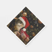 Calico Santa Kitty Servietten (Ecke)