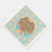 Calico Scallop Blue Retro Hochzeitspapier Napkins Serviette (Ecke)