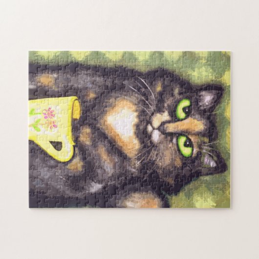 Calico Torti Maine Coon Cat with Tee Puzzle (Horizontal)