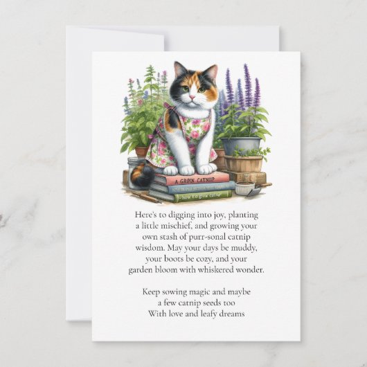 Calico und Catnip Cat Lovers Flat Note Card Mitteilungskarte (Vorderseite)