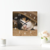 Calico unter der Rug-Wall-Uhr Quadratische Wanduhr (Zuhause)