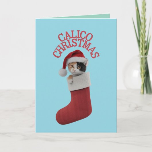 Calico Weihnachts-Strumpf Karte (Vorderseite)