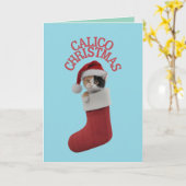 Calico Weihnachts-Strumpf Karte (Gelbe Blume)