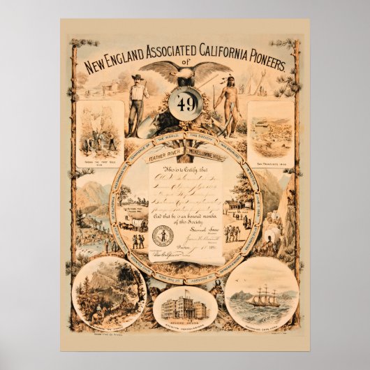 California 1849 Gold Rush Pioneers Souvenir Art Poster (Vorne)