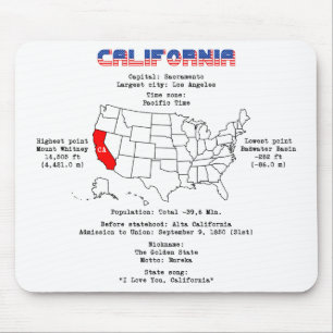 California American Staat auf der Karte und nützli Mousepad