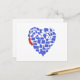 California American Staaten Heart Mosaic Blue Cali Postkarte