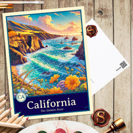 California | Anime Style Cel Schattenkarte Postkarte