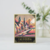 California | Art Deco Postkarte (Stehend Vorderseite)